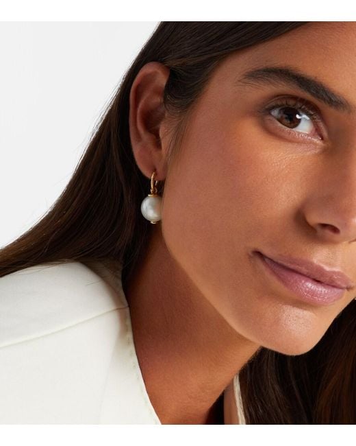 Octavia Elizabeth White 18Kt Drop Earrings With Diamonds And Pearls
