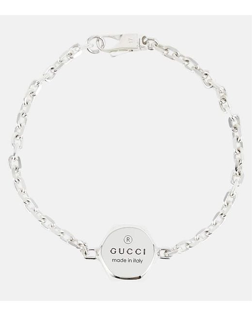 Gucci Metallic Trademark Logo-engraved Sterling Bracelet