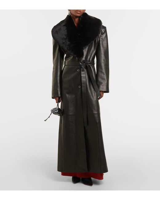 Abrigo de piel con pelo sintetico Magda Butrym de color Black