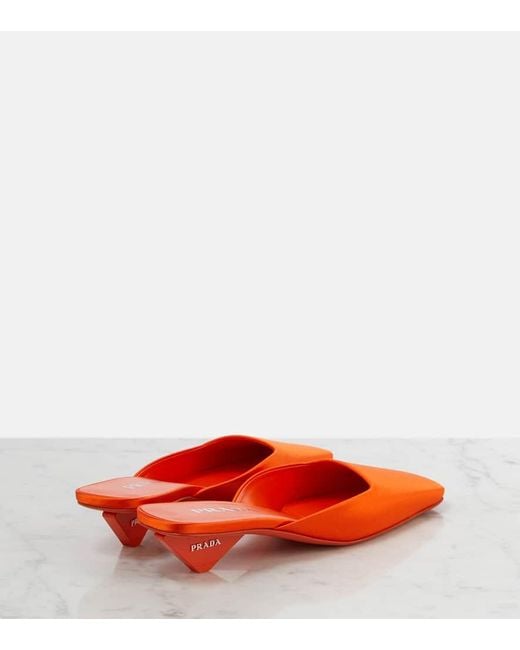Prada Red Satin Mules