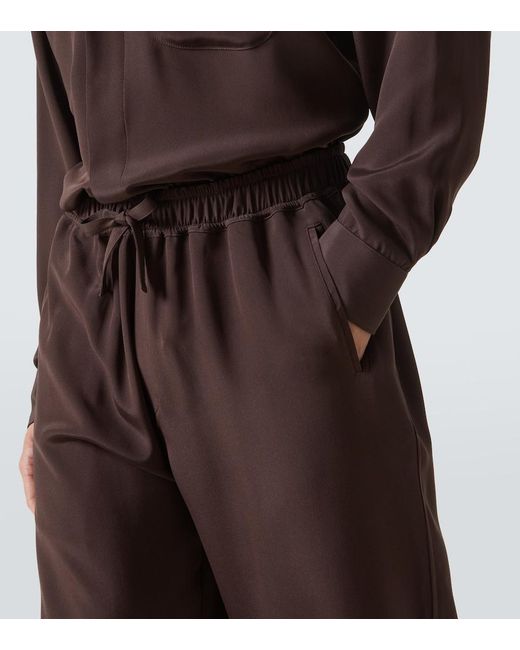 Saman Amel Brown Silk Wide-Leg Pants for men