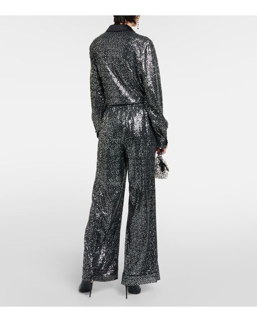 Pantalones anchos de tiro alto Dolce & Gabbana de color Gray