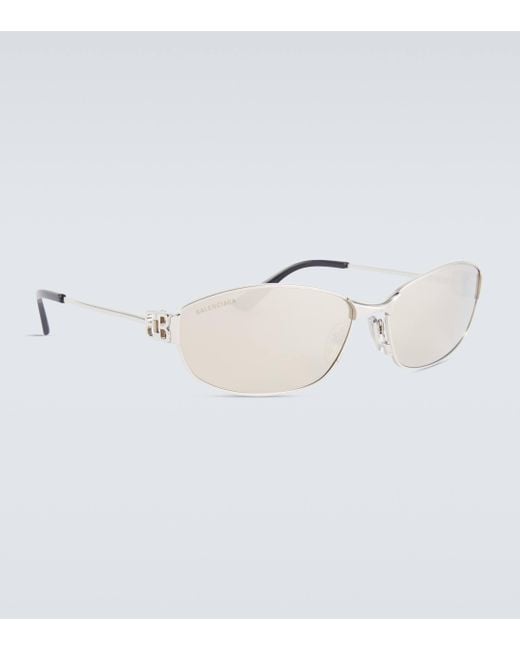 Balenciaga White Mercury Oval Sunglasses for men
