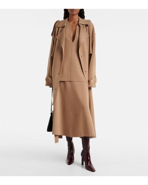 Jardin Des Orangers Brown Wool And Cashmere Midi Skirt