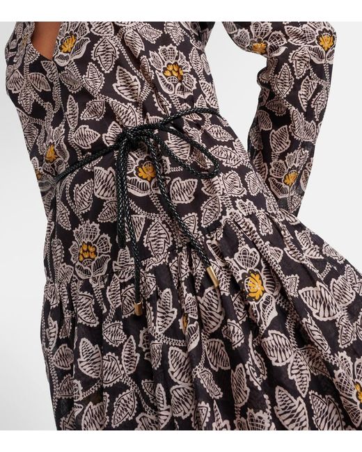 Zimmermann Black Ottie Floral Cotton Midi Dress