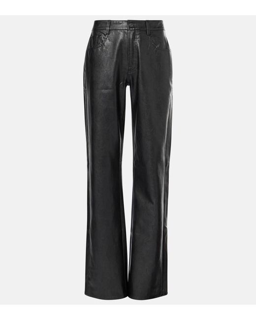 7 For All Mankind Black Tess High-Rise Faux Leather Straight Pants