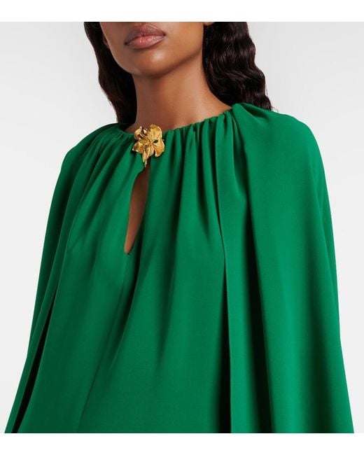 Oscar de la Renta Green Cyclamen Silk-Blend Georgette Kaftan