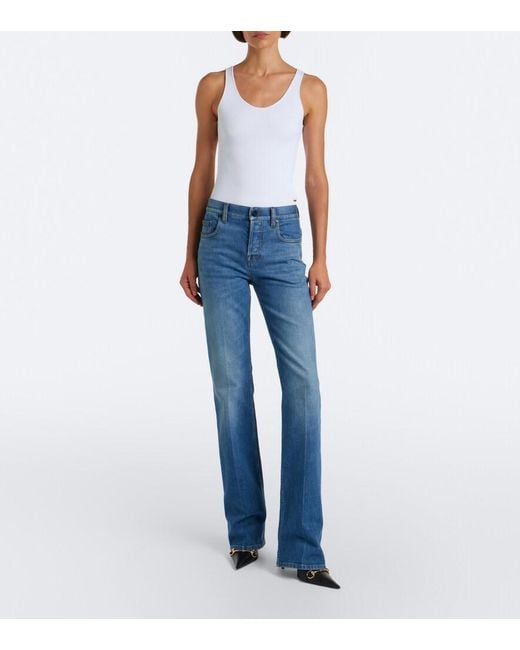 Gucci Blue Mid-Rise Flared Jeans
