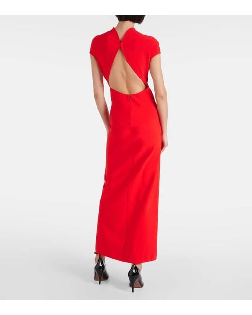 Alaïa Red High-neck Slim-fit Stretch-knit Maxi Dress