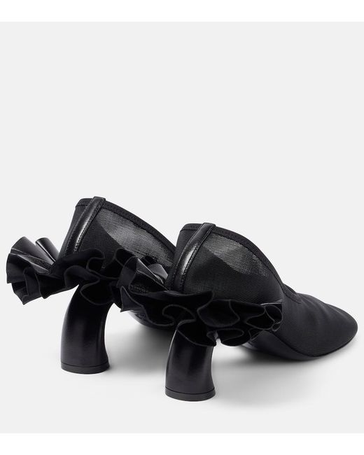Dries Van Noten Black Pumps Aus Mesh Mit Leder