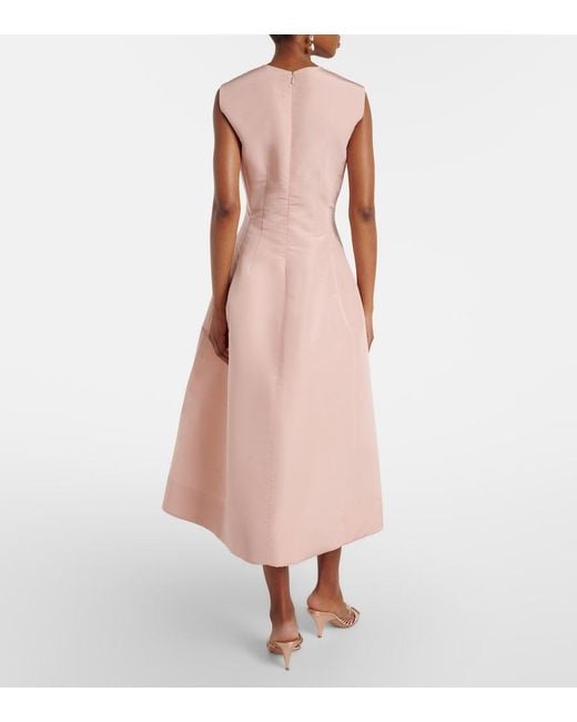 Oscar de la Renta Pink Bouquet Embroidered Silk Cocktail Dress