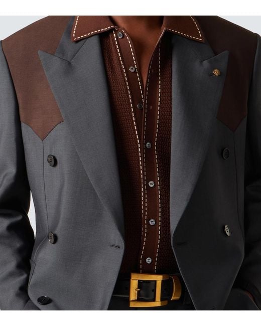 Versace Blue Medusa Wool And Mohair Blazer for men