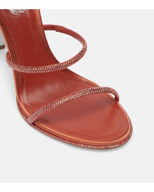 Rene Caovilla Pink Sandalen Cleo 105 Aus Satin Mit Kristallen