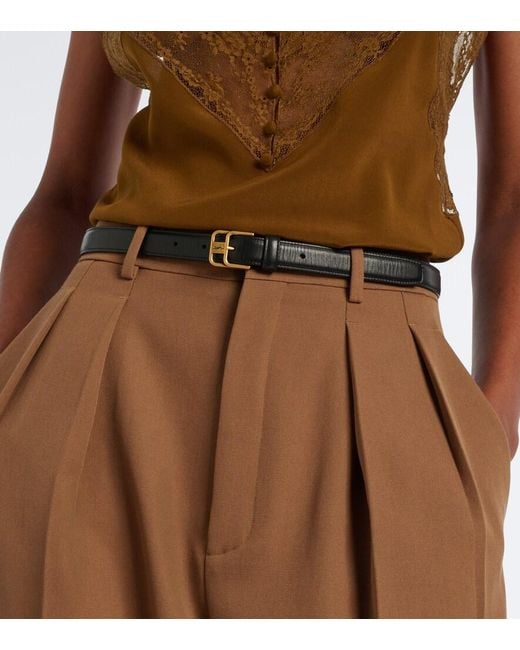Saint Laurent Black Cassandre Leather Belt
