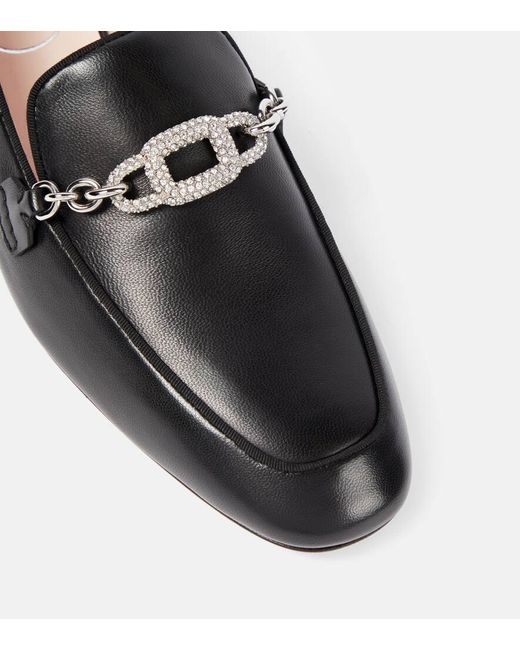 Roger Vivier Black Embellished Leather Loafers