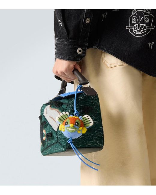 Loewe White X Louis Wain Knight Cat Wool Bag Charm for men