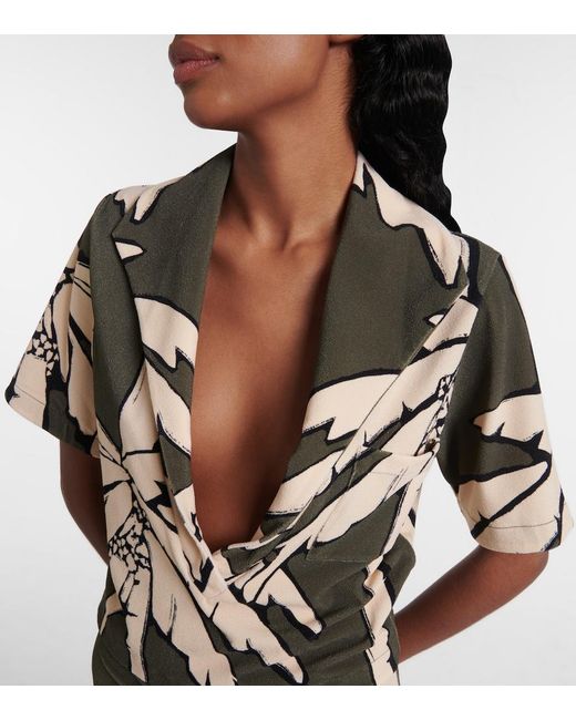 Johanna Ortiz Green Cropped Printed Terry Shirt