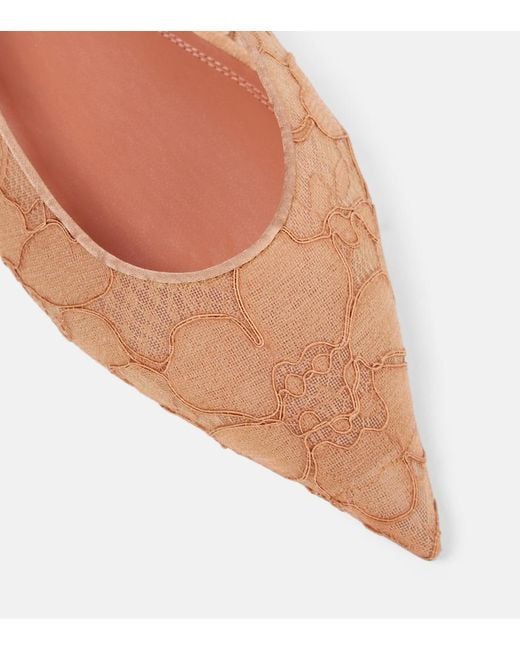 AMINA MUADDI Brown Barbara Lace Ballet Flats