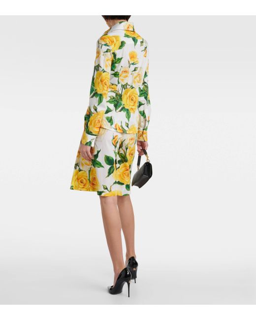 Chemise en coton melange a fleurs Dolce & Gabbana en coloris Yellow
