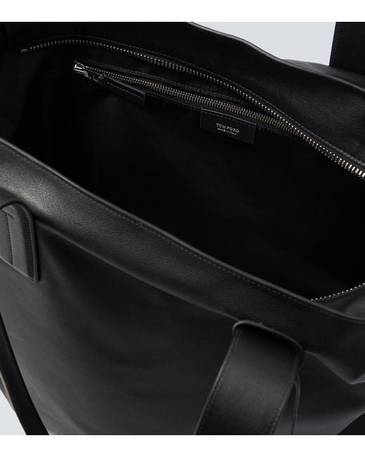 Tom Ford Black Leather Tote Bag for men