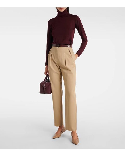 Max Mara Natural Schmale Hose Dede Aus Baumwolle