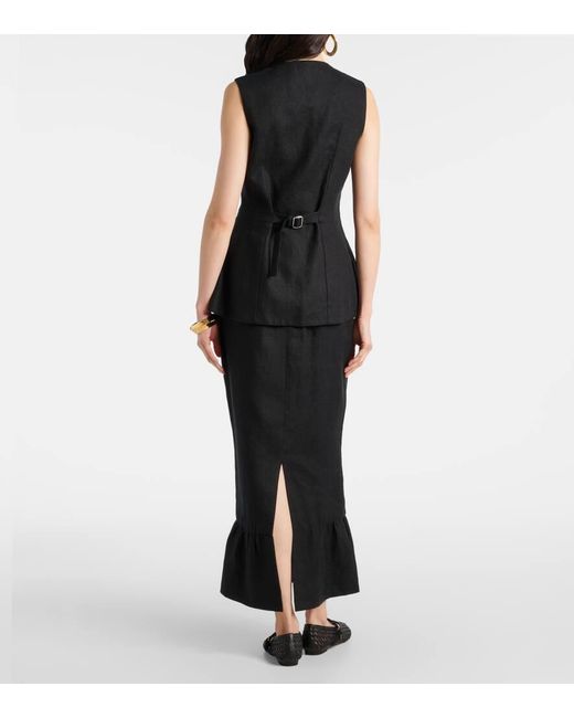 Posse Black Matilda Ruffled Linen Vest