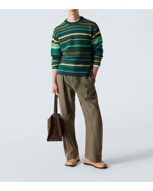 J.W. Anderson Green Striped Wool Sweater for men