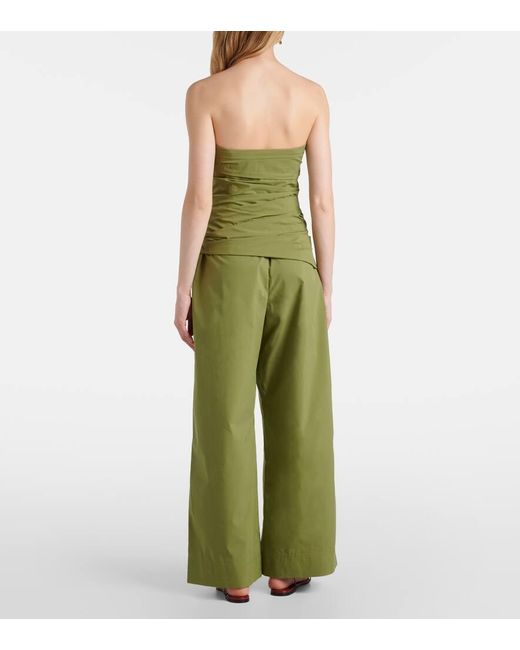 Jonathan Simkhai Green Emerson Ruched Cotton-Blend Tube Top