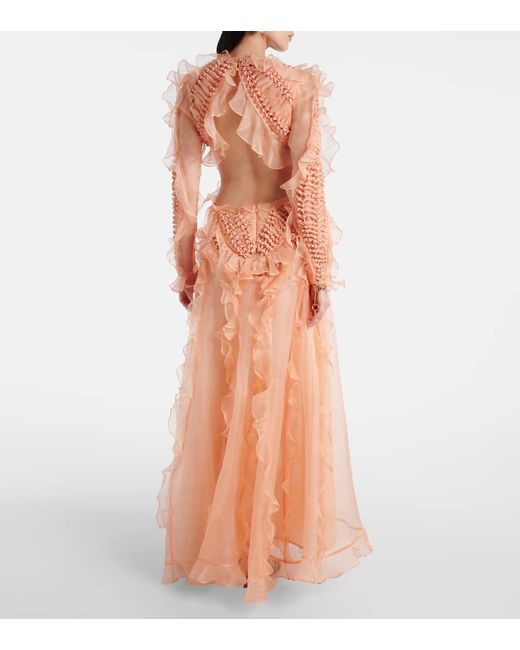 Zimmermann Orange Balance Ruffled Silk Organza Maxi Dress