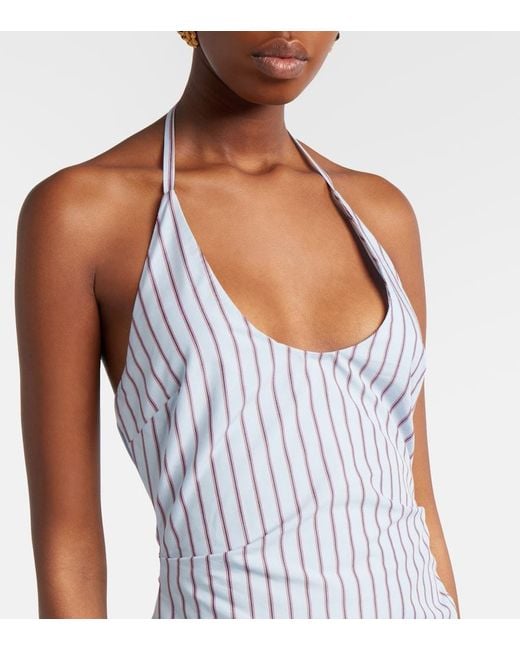 Sir White Pinstripe Cotton-Blend Maxi Dress