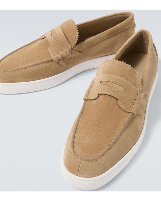 Christian Louboutin White Harold Suede Slip-On Shoes for men