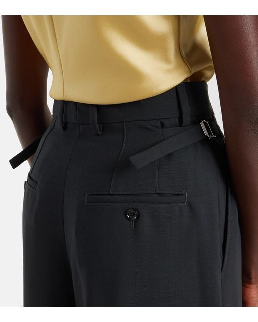 AMI Black High-Rise Virgin Wool Twill Pants