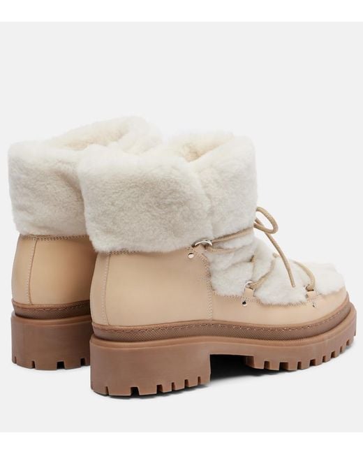 Yves Salomon Natural Shearling And Leather Ankle Boots