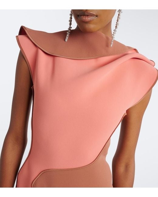 Maticevski Red Cinnamon Draped Paneled Gown