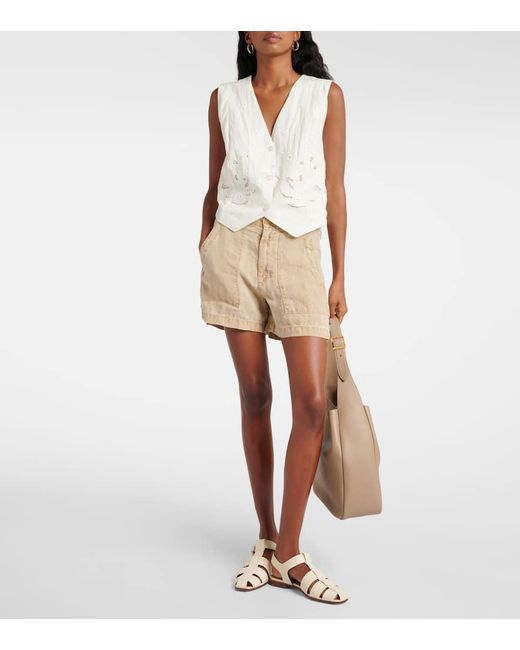 Chaleco Norah De Lino Y Algodon Bordado Rixo de color White