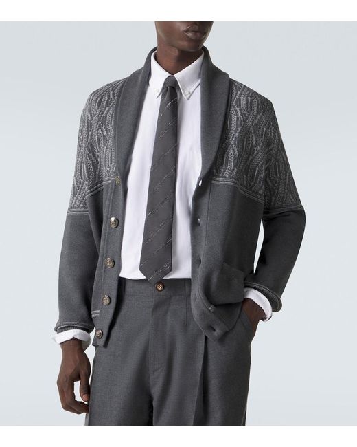 Brunello Cucinelli White Striped Silk And Cotton Tie for men