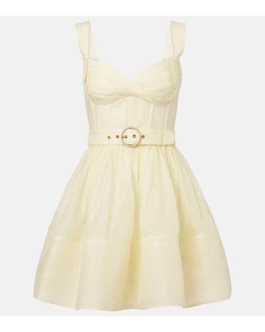 Zimmermann Yellow Minikleid Dawning Aus Leinen Und Seide