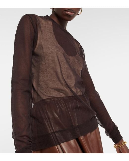 Tod's Brown Sheer Cotton-Blend Sweater