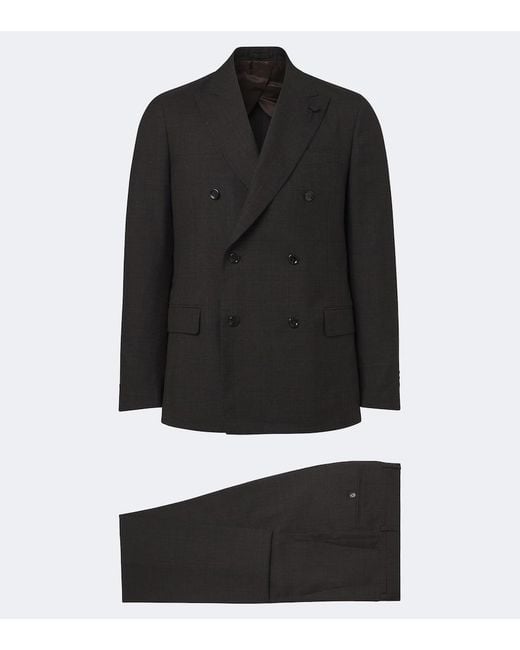 Lardini Black Checked Double-Breasted Virgin Wool Blazer for men