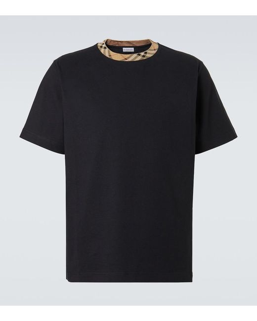 Burberry Black Check Cotton Jersey T-Shirt for men
