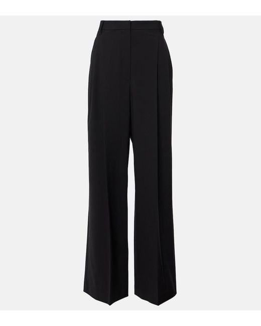 Brunello Cucinelli Black Wool-Blend Wide-Leg Pants