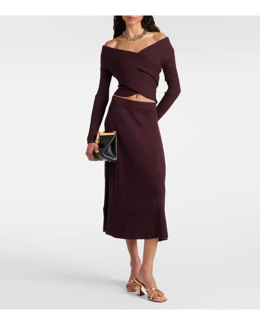 Altuzarra Purple Virginie Cropped Off-Shoulder Sweater