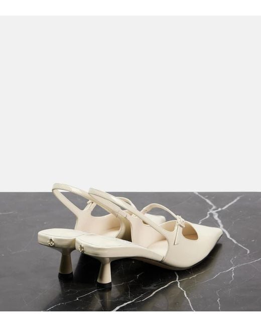 Jimmy Choo White Didi 45 Patent Leather Slingback Pumps