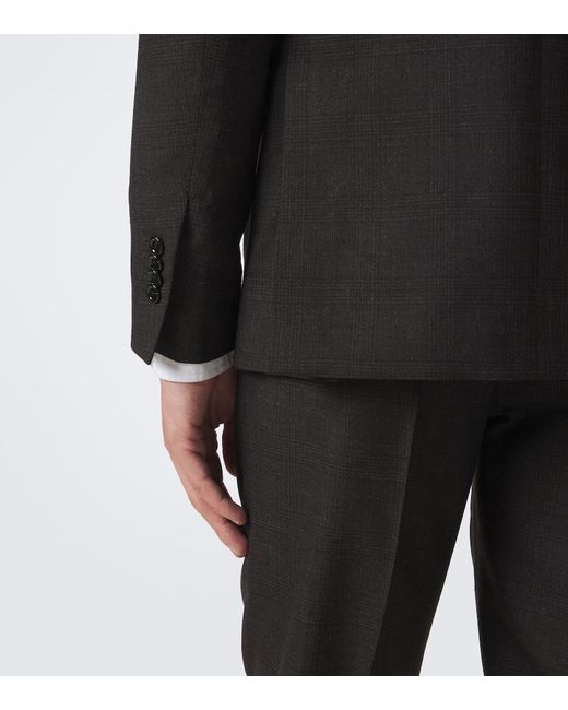 Lardini Black Checked Double-Breasted Virgin Wool Suit for men