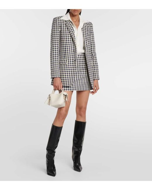 AMI Blue Checked Wool And Cotton Blazer