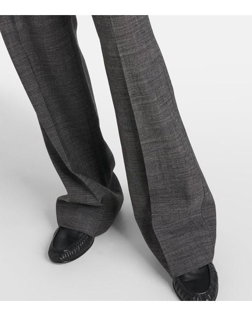 The Row Gray Gandal Virgin Wool Twill Straight Pants