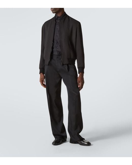 Giorgio Armani Blue Cotton-Blend Poplin Shirt for men