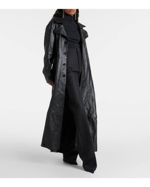 Balenciaga Black Mantel aus Leder