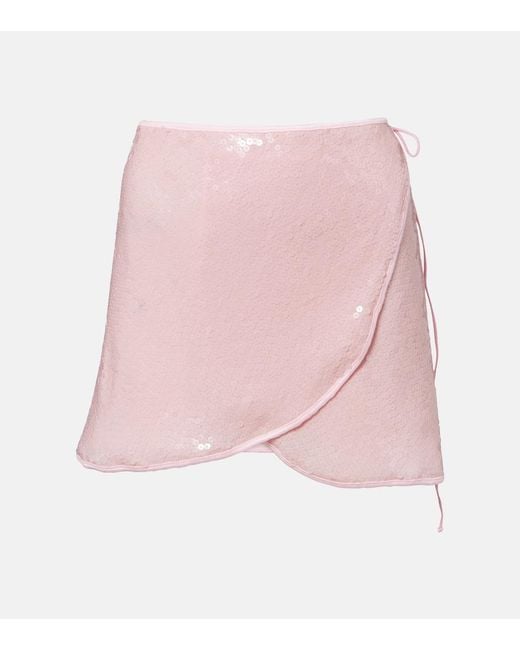 Oseree Pink Marylin Sequined Miniskirt