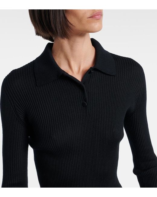 Dolce & Gabbana Black Cashmere Polo Sweater